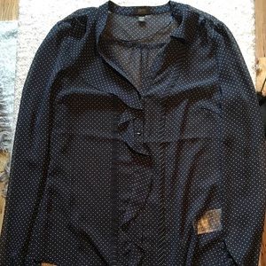 Sheer polka-dot blouse